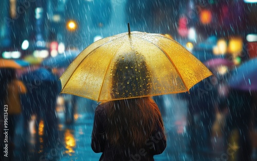 Wallpaper Mural rain. Siluet under umbrella Torontodigital.ca