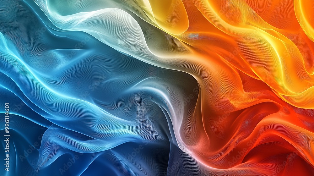 Fototapeta premium Turquoise And Peach Gradient Curves