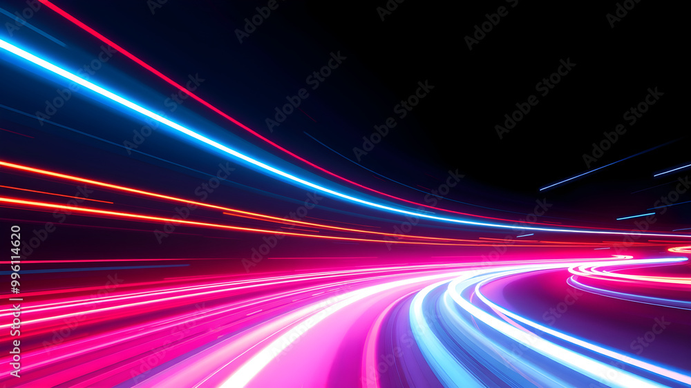 Neon Road Speed with Abstract Light Traces and LED Curves Symbolizing Futuristic Car Movement Neon Road Speed with Abstract Light Traces and LED Curves Symbolizing Futuristic Car Movement