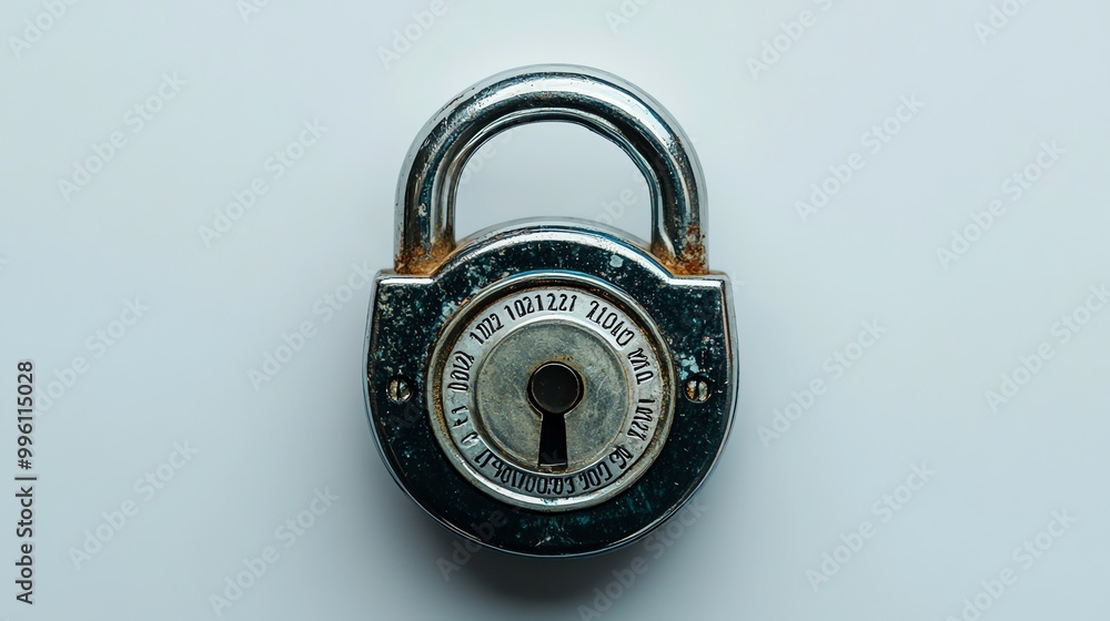 A combination lock on a white background. A combination lock on a white background.