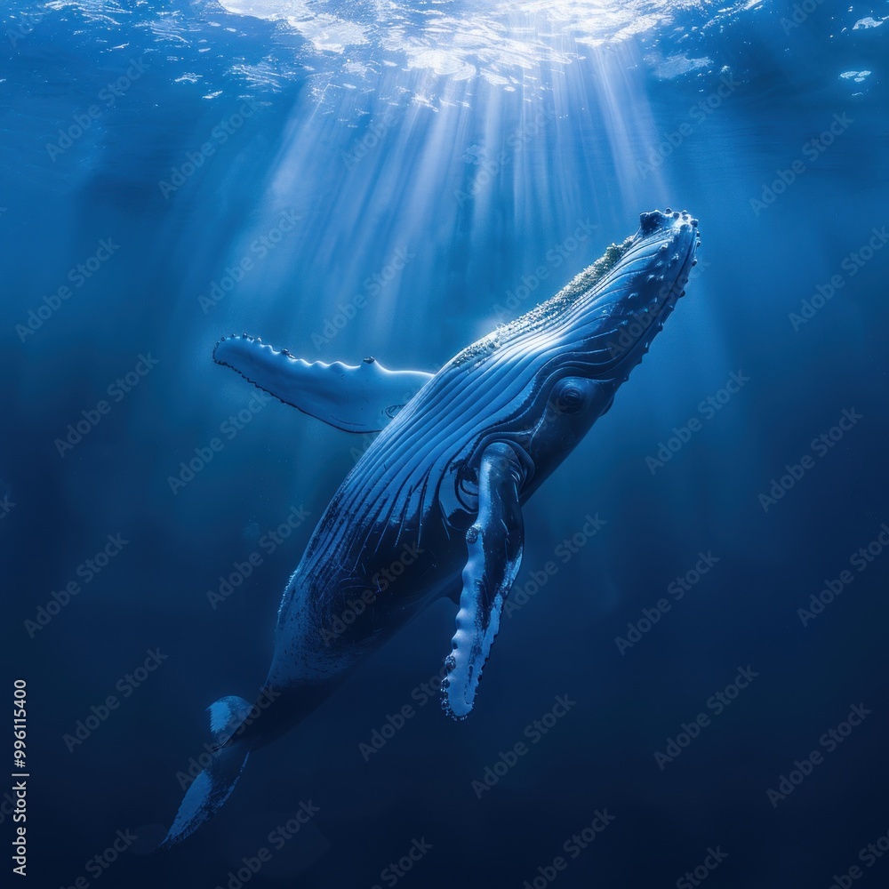 Naklejka premium A humpback whale swimming in the ocean