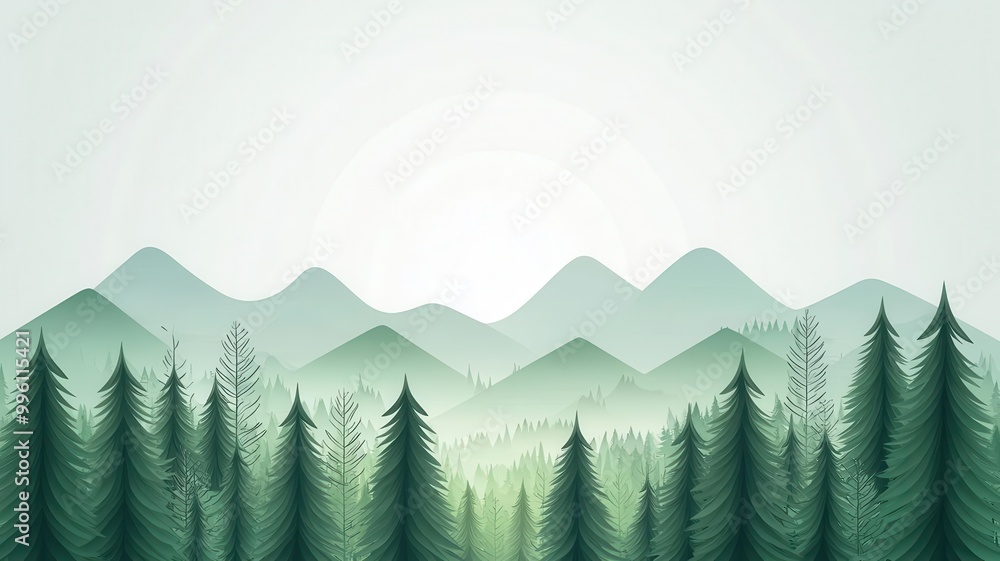 Fototapeta premium Aerial view of green forest, reforested area, flat design illustration