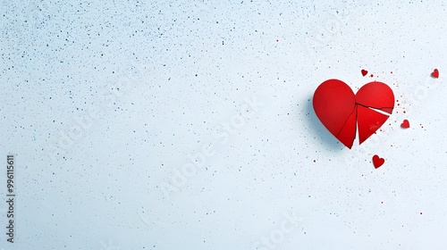 An abstract illustration of a fragmented heart drifting in a void representing emotional disconnection loneliness and detachment within distant relationships