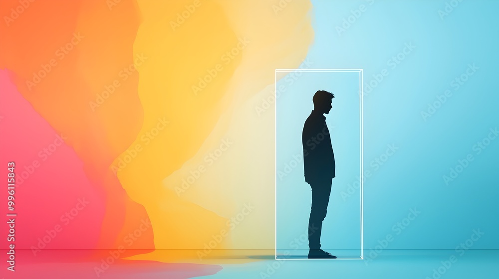 Trapped in Isolation An Emotional Struggle - Illustration of a Person in a Glass Box Surrounded by Dark Swirling Colors Representing and Inner Turmoil Trapped in Isolation An Emotional Struggle - Illustration of a Person in a Glass Box Surrounded by Dark Swirling Colors Representing and Inner Turmoil