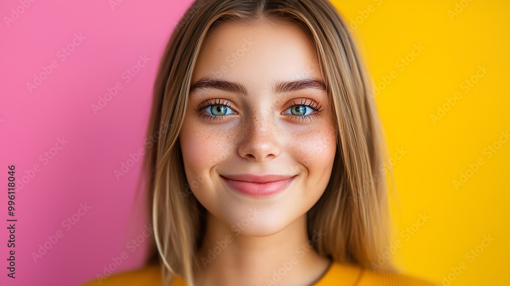 A beautiful white woman facing the camera with a bright smile, her charming large eyes sparkling, medium straight hair flowing gently in the breeze, wearing a stylish casual summer outfit. She A beautiful white woman facing the camera with a bright smile, her charming large eyes sparkling, medium straight hair flowing gently in the breeze, wearing a stylish casual summer outfit. She