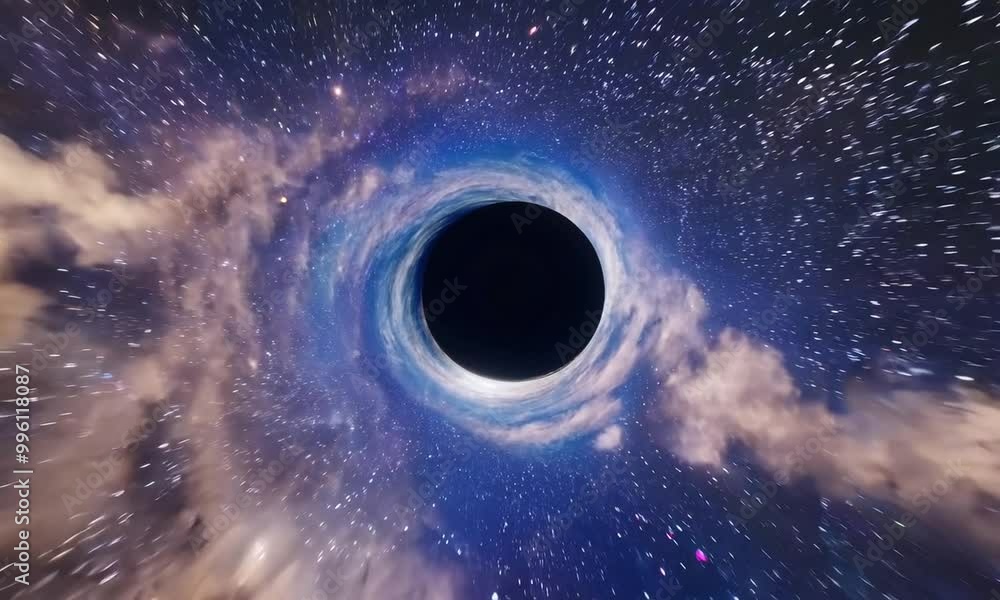 Black hole spinning in a vibrant, colorful cosmos Black hole spinning in a vibrant, colorful cosmos