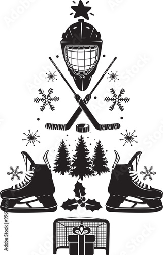 Hockey Goalie Christmas Tree, Ice Hockey, Winter Sports, Hockey Christmas Cut File