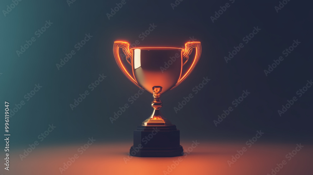 glowing trophy placed on flat surface, radiating sense of achievement and celebration. warm light enhances its elegant design, making it perfect symbol of success glowing trophy placed on flat surface, radiating sense of achievement and celebration. warm light enhances its elegant design, making it perfect symbol of success