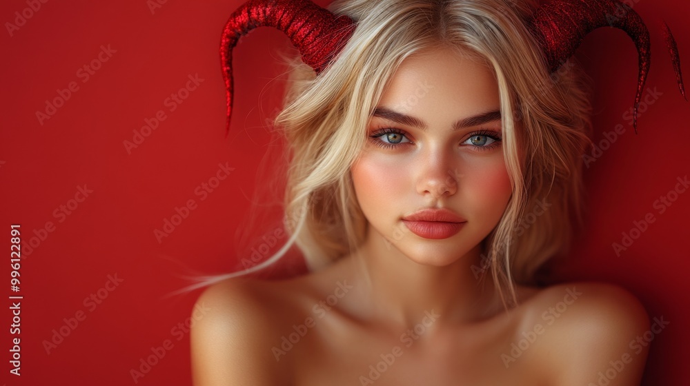 Dark Fantasy Demon Cosplay with Horns and Gothic Aesthetic in Red and Black Dark Fantasy Demon Cosplay with Horns and Gothic Aesthetic in Red and Black
