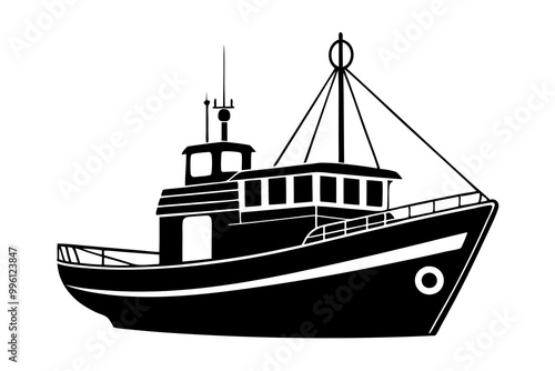 Fishing vessel boats silhouette. cargo ship, cruise ship or boat vector illustration.