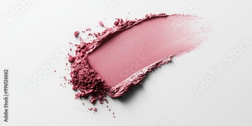 A soft pink makeup smudge on a clean white background. This beauty product showcases its creamy texture and vibrant color. Ideal for cosmetics advertising and beauty blogs. AI photo