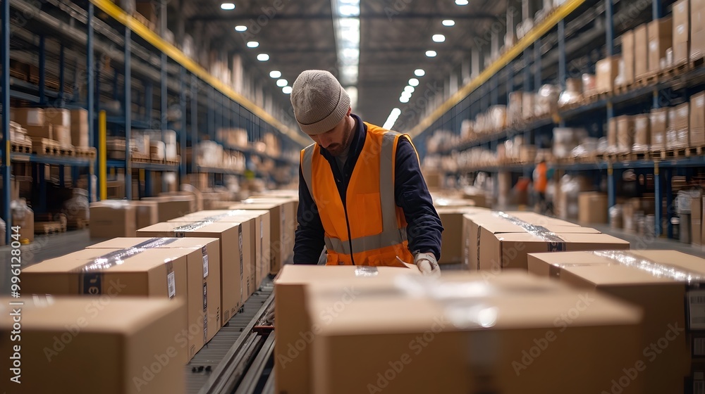 Efficient Ecommerce Logistics in a Warehouse Checking Packages for Delivery Efficient Ecommerce Logistics in a Warehouse Checking Packages for Delivery