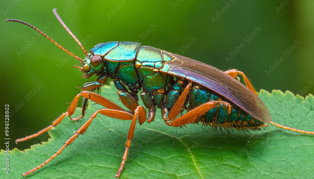 Naklejka premium Green Stink Bug on Leaf