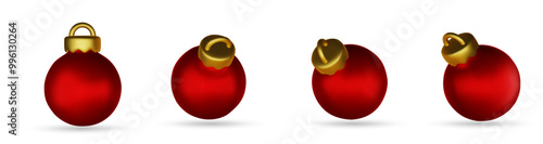 Christmas balls vector set. Christmas ball element with glossy, shinny and colorful design for holiday season decoration isolated in white background. Vector illustration.