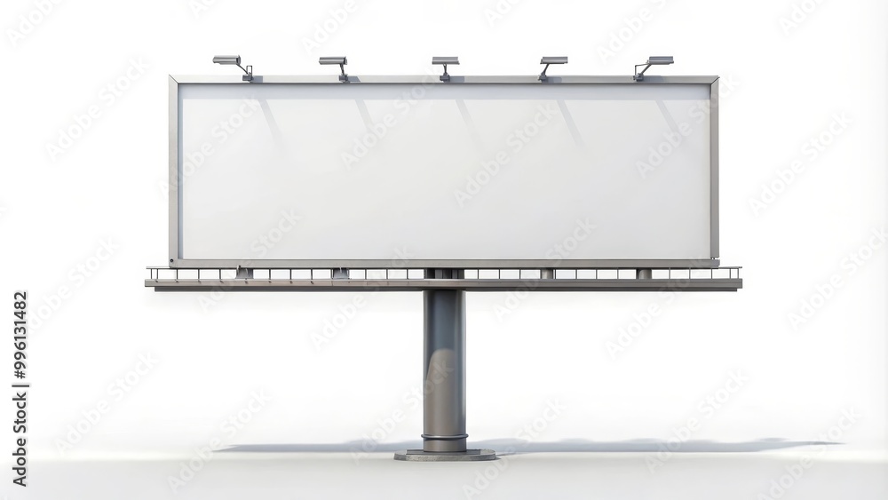 Obraz premium Billboard is displaying a white ad space with spotlights on the top