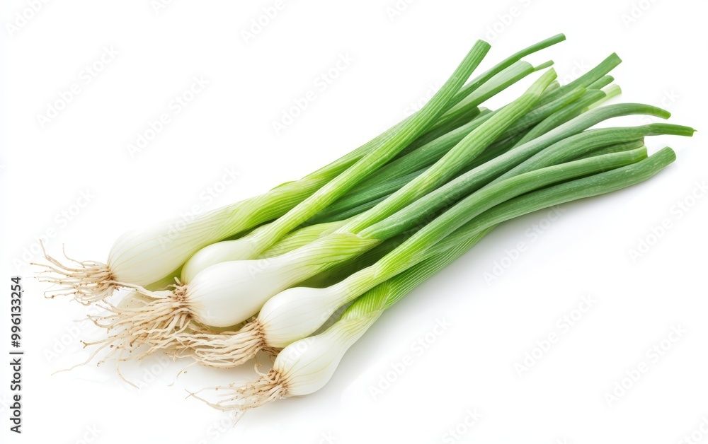 Young green onion isolated stock photo on white background Young green onion isolated stock photo on white background