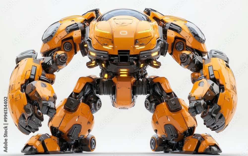 Fototapeta premium 3d super mega very huge big bigges titan robot on black background 