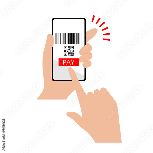 スマホでキャッシュレス決済をするイラスト