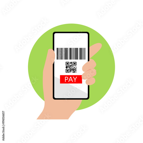 スマホでキャッシュレス決済をするイラスト