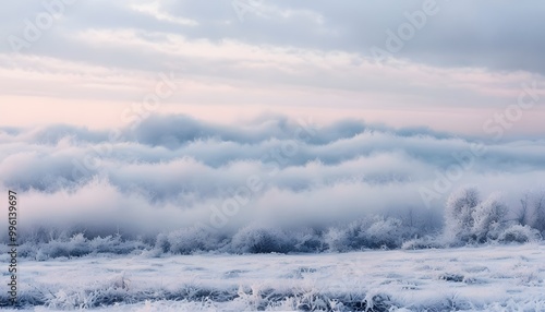 Frosted Clouds in a Winter Landscape - A Tranquil Scene