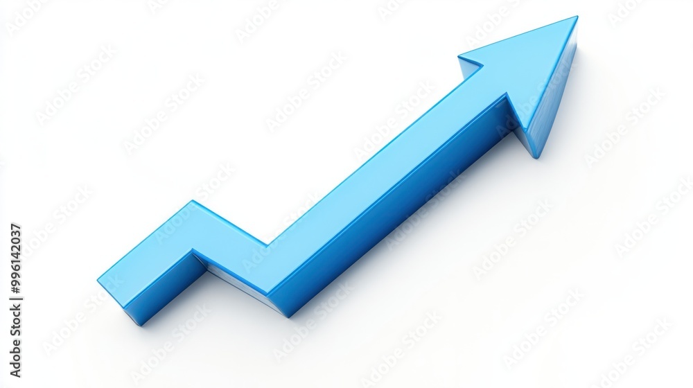 A blue upward arrow symbolizing financial growth, isolated on a white background A blue upward arrow symbolizing financial growth, isolated on a white background