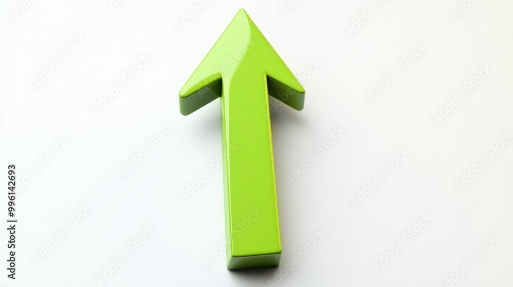 A bright green arrow pointing upwards, symbolizing growth, isolated on white A bright green arrow pointing upwards, symbolizing growth, isolated on white