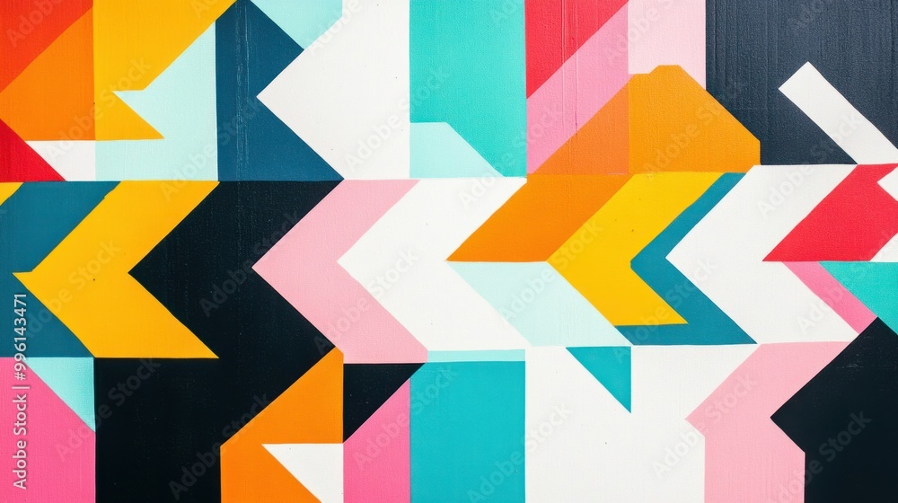 A colorful geometric arrow pattern pointing in various directions, isolated on white A colorful geometric arrow pattern pointing in various directions, isolated on white