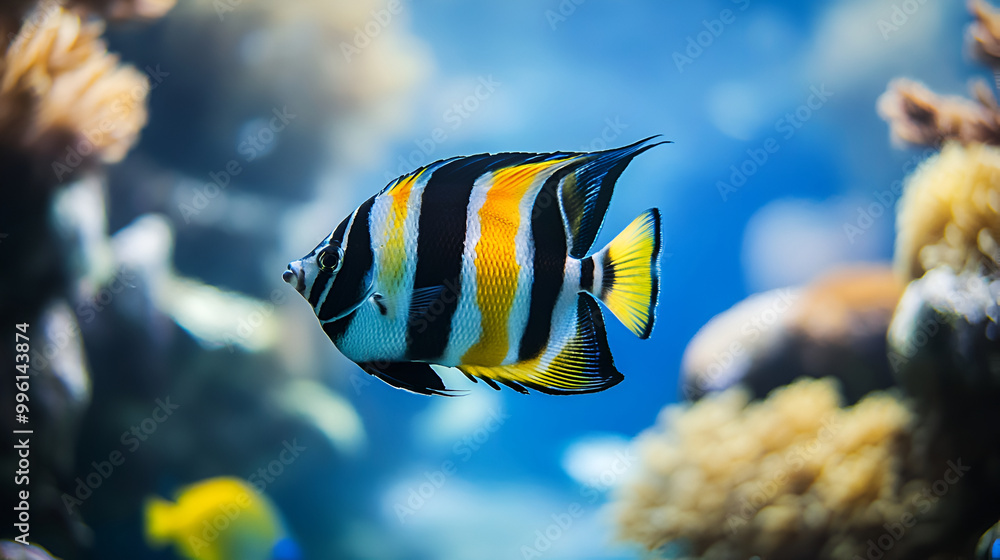 Tropical sea underwater coloyrful fishes in coral reef,Seascape, ocean landscape , beautiful closeup of a copperband butterflyfish, tropical fish specie from the pacific ocean Tropical sea underwater coloyrful fishes in coral reef,Seascape, ocean landscape , beautiful closeup of a copperband butterflyfish, tropical fish specie from the pacific ocean