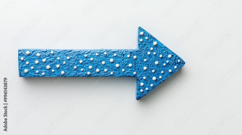 A dotted arrow in blue, pointing forward, isolated on a white background A dotted arrow in blue, pointing forward, isolated on a white background