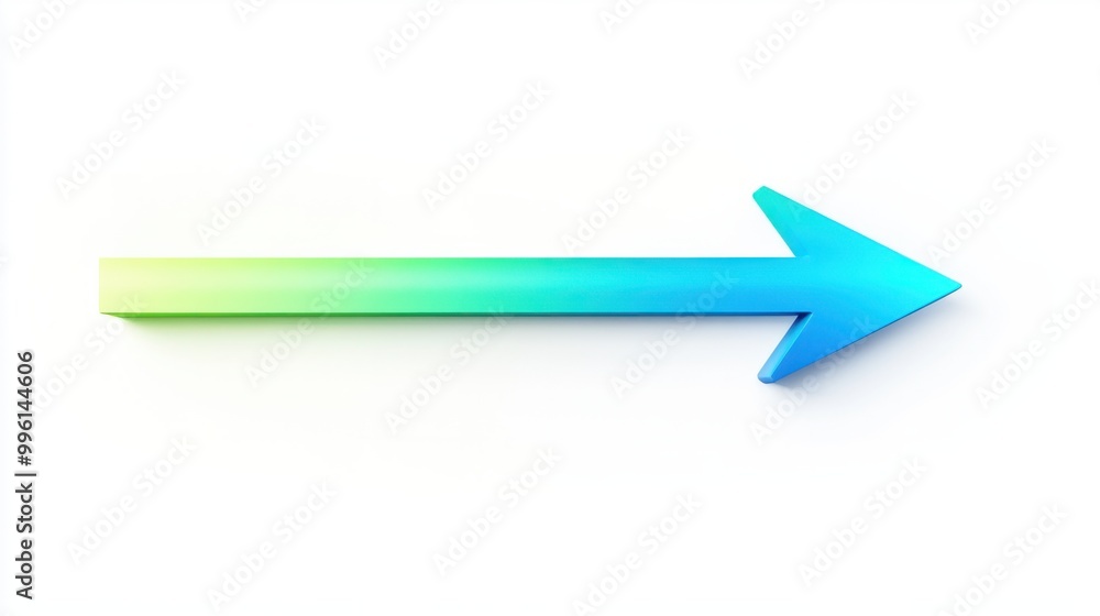 A gradient arrow in green to blue, pointing forward, isolated on white A gradient arrow in green to blue, pointing forward, isolated on white