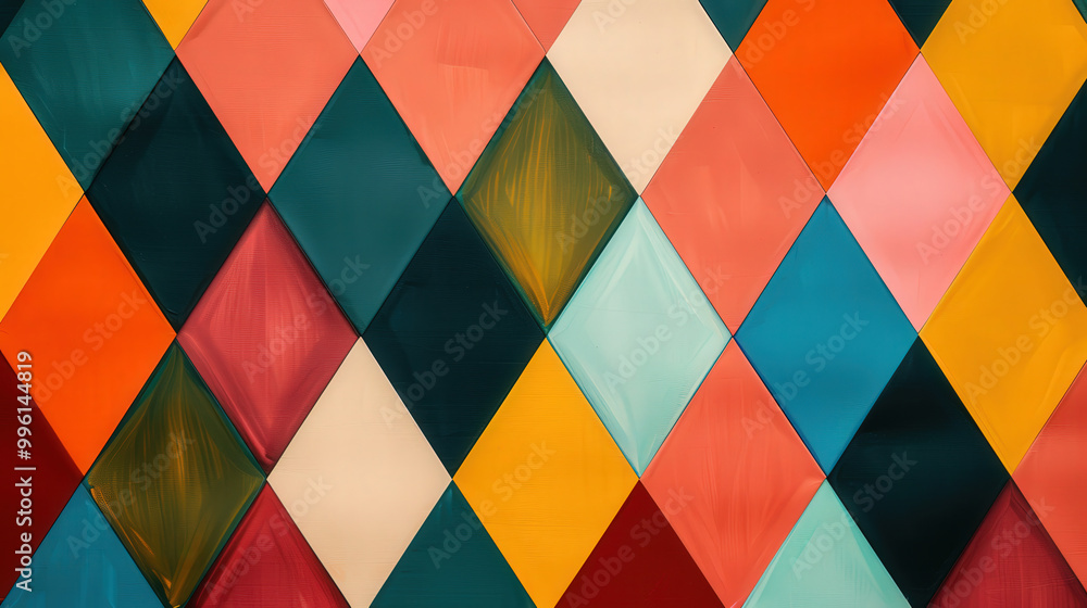 Colorful Geometric Diamond Pattern, a vibrant and cheerful design featuring an array of colorful diamonds arranged in a dynamic, repeating geometric layout. Colorful Geometric Diamond Pattern, a vibrant and cheerful design featuring an array of colorful diamonds arranged in a dynamic, repeating geometric layout.