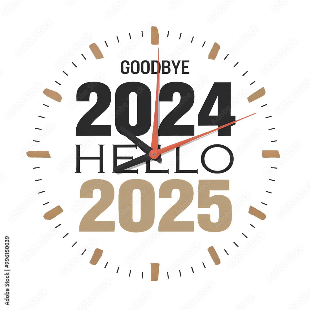 graphic clock on the New Year's inscription goodbye 2024 hello 2025 graphic clock on the New Year's inscription goodbye 2024 hello 2025