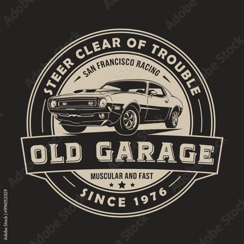 Classic car emblem badge logo illustration