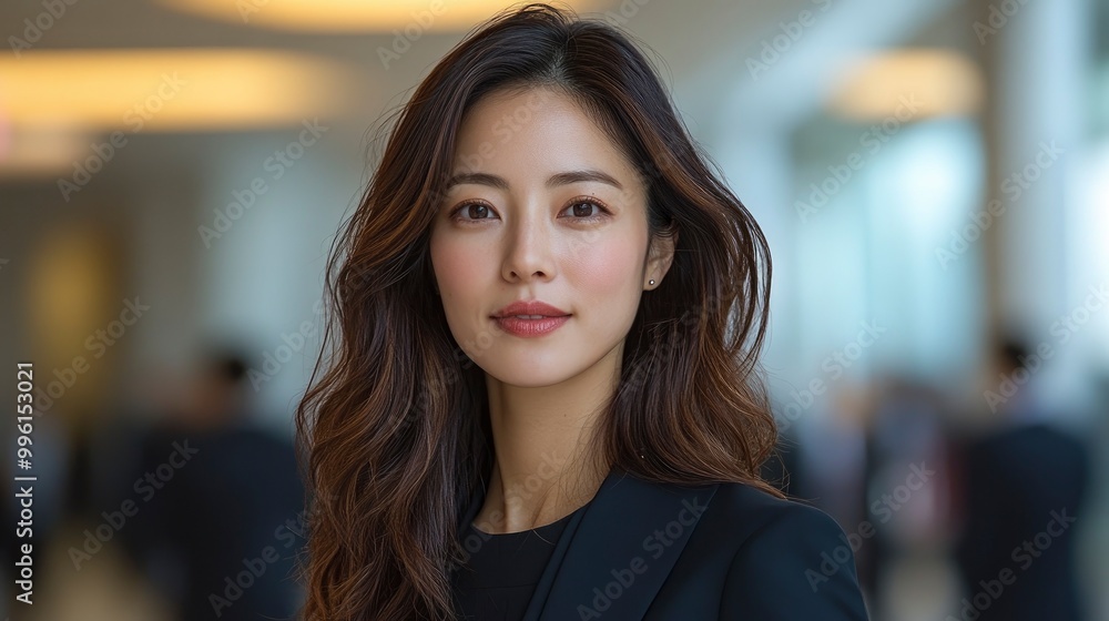 Confident Young Asian Businesswoman in Modern Office Setting Confident Young Asian Businesswoman in Modern Office Setting