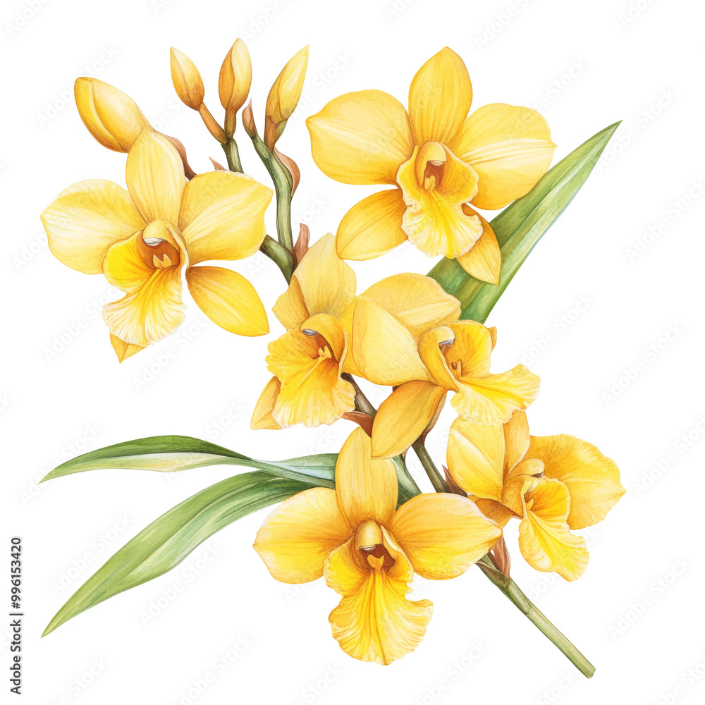 Yellow orchids on white display transparent Yellow orchids on white display transparent