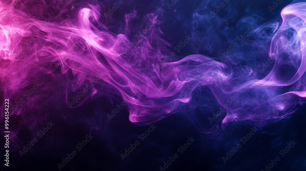 Purple smoke, like colorful incense, dances and swirls against a dark background. The smoke creates an abstract pattern, making it look like a misty fog. Purple smoke, like colorful incense, dances and swirls against a dark background. The smoke creates an abstract pattern, making it look like a misty fog.