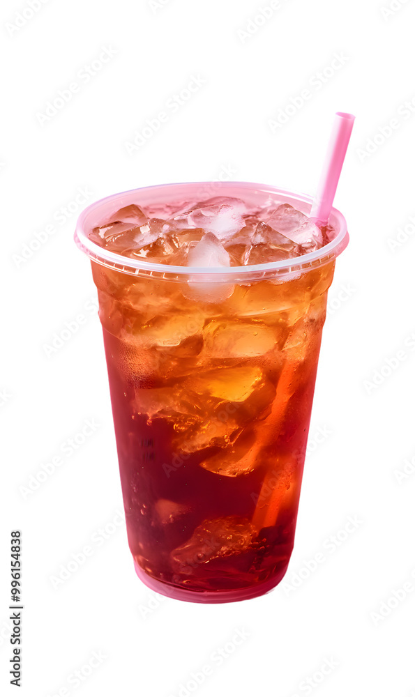 Cold tea drink in plastic cup isolated on transparent background Cold tea drink in plastic cup isolated on transparent background
