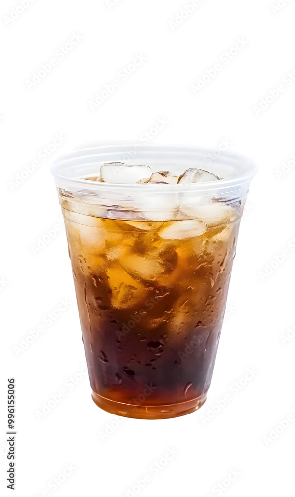 Cold tea drink in plastic cup isolated on transparent background Cold tea drink in plastic cup isolated on transparent background