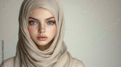 Portrait of a Young Woman Wearing a Hijab