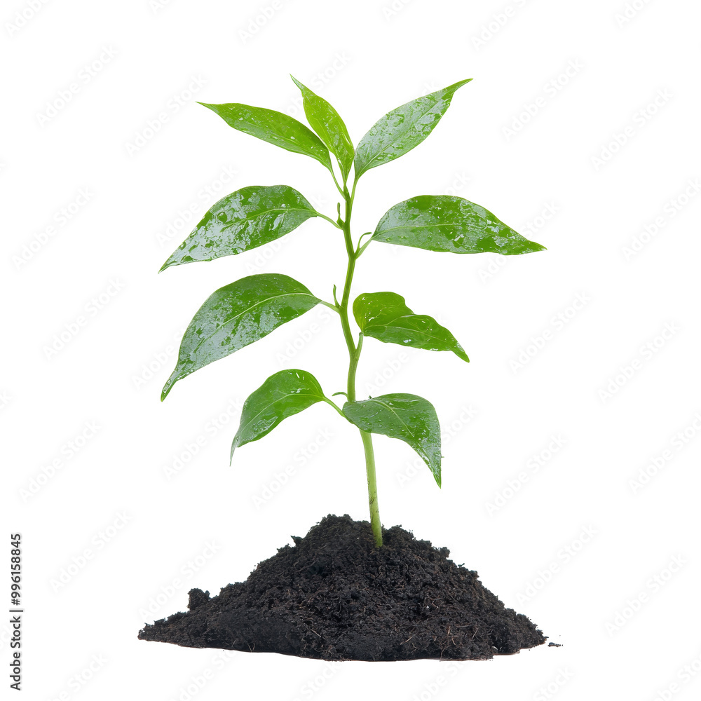 New green plant sprouting from dark soil indoors transparent New green plant sprouting from dark soil indoors transparent