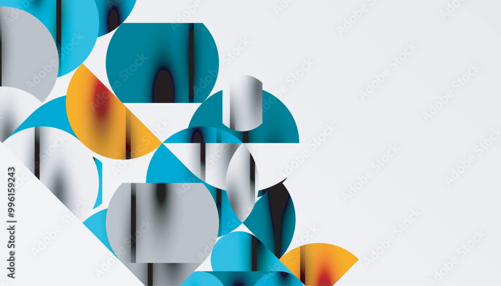 Color beautiful circles, semi circles, squares and round triangles. Geometric mosaic style pattern abstract background for wallpaper, banner, backdrop, card, book Illustration, landing page Color beautiful circles, semi circles, squares and round triangles. Geometric mosaic style pattern abstract background for wallpaper, banner, backdrop, card, book Illustration, landing page