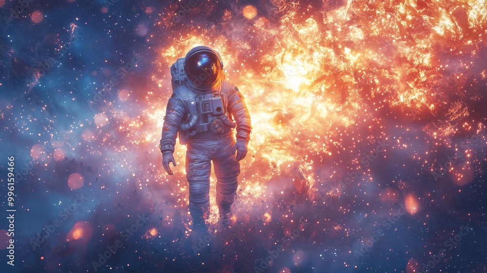 Astronaut Breaking Through a Glowing Nebula Astronaut Breaking Through a Glowing Nebula