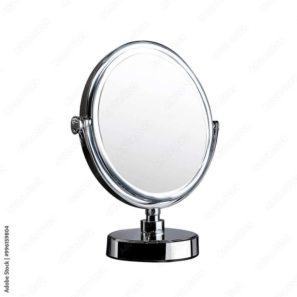 A Portable lighted vanity cosmetic mirror isolated on a transparent background A Portable lighted vanity cosmetic mirror isolated on a transparent background