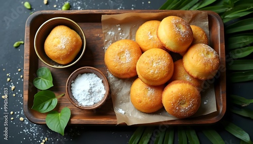 Kuih Bahulu Mini Sponge Cakes Dusted with Sugar (Malaysian Cuisine) photo