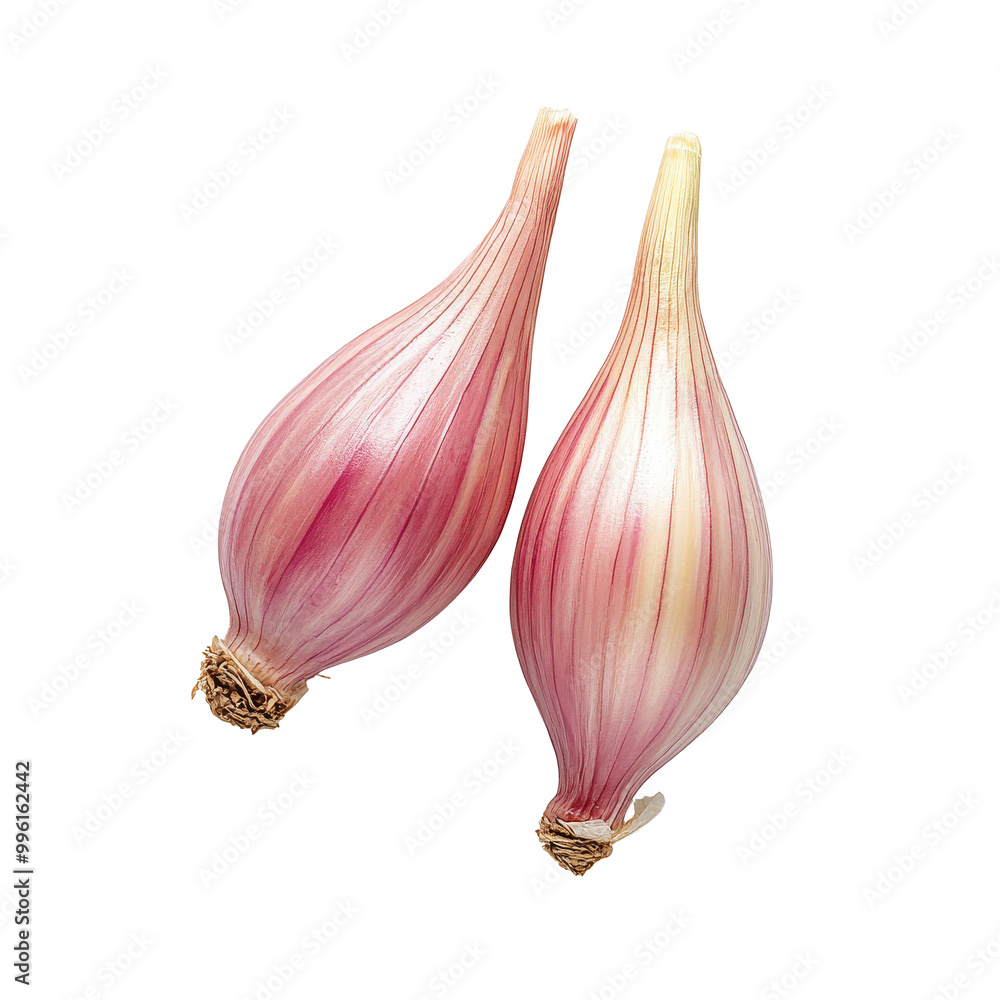 Fototapeta premium Fresh red shallots displayed on a white background transparent