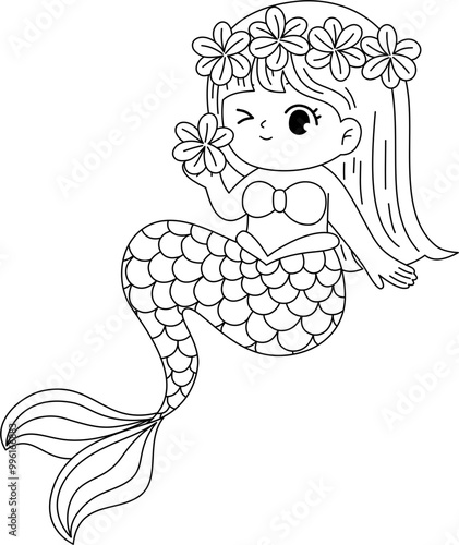 mermaid coloring outline printable 