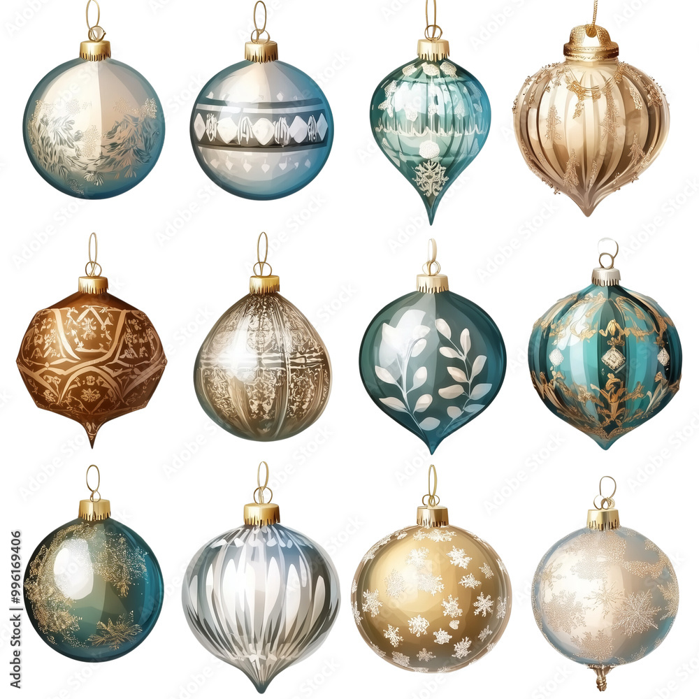 Collection set of various Christmas ornaments isolated on white background
Collection set of various Christmas ornaments isolated on white background