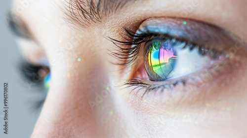 Rainbow eye closeup