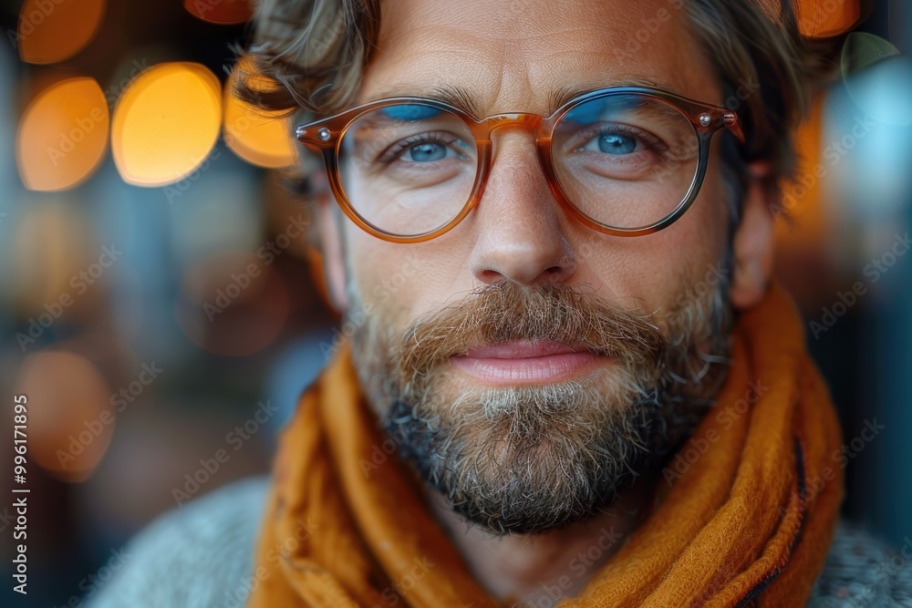 Thoughtful Man's Captivating Portrait in a Cozy Cafe Close-Up Emotion Thoughtful Man's Captivating Portrait in a Cozy Cafe Close-Up Emotion