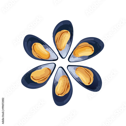 Fresh Mussels Open with Detailed Texture